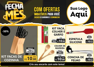 Modelo de Encarte para Encarte A4 Horizontal com o tema Fecha Mês para Utilidades Domésticas