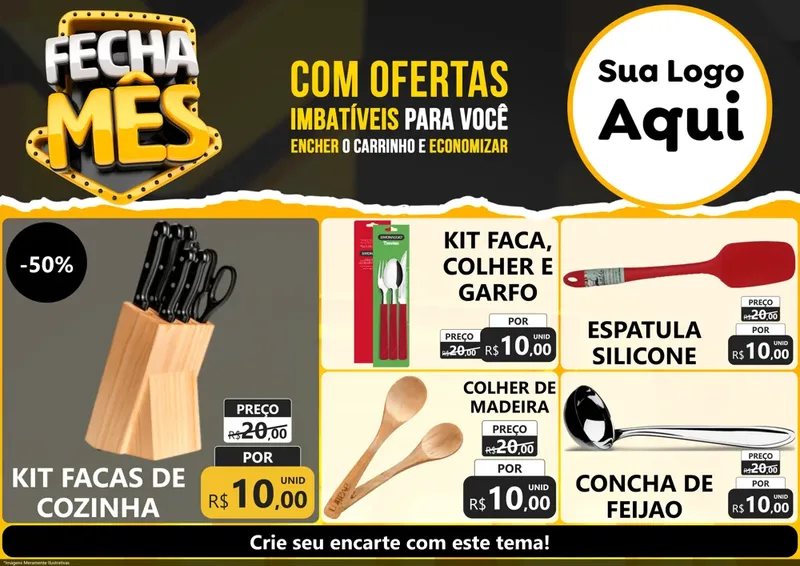 Modelo de Encarte para Encarte A4 Horizontal com o tema Fecha Mês para Utilidades Domésticas
