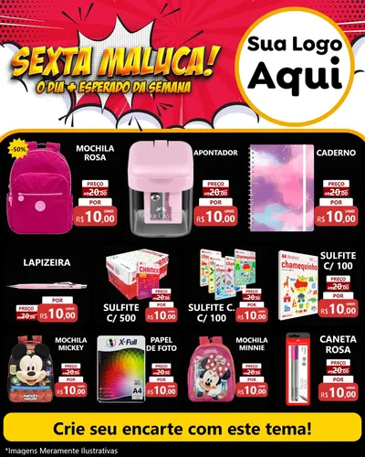 Modelo de Rede Social para Feed Instagram com o tema Sexta Maluca! para Papelaria
