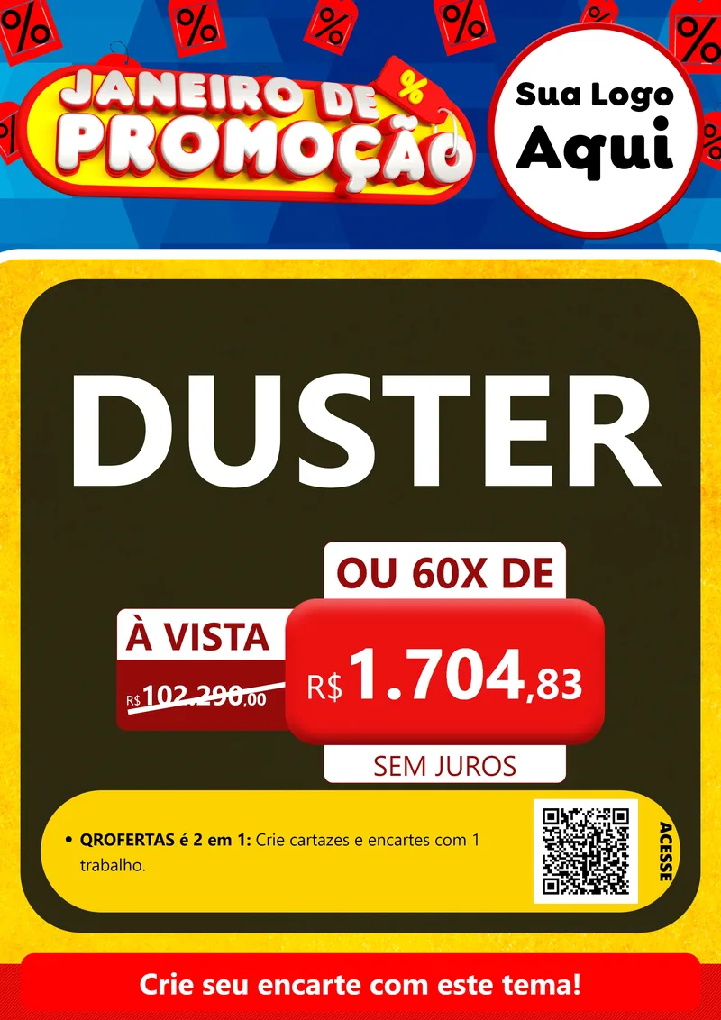 Modelo de Cartaz para Cartaz A4 Vertical com o tema Janeiro de Promoção para Concessionaria de Carros