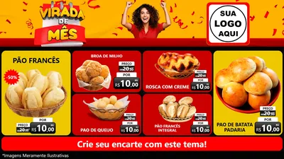 Modelo de TV para TV Horizontal com o tema Virada de Mês para Padaria