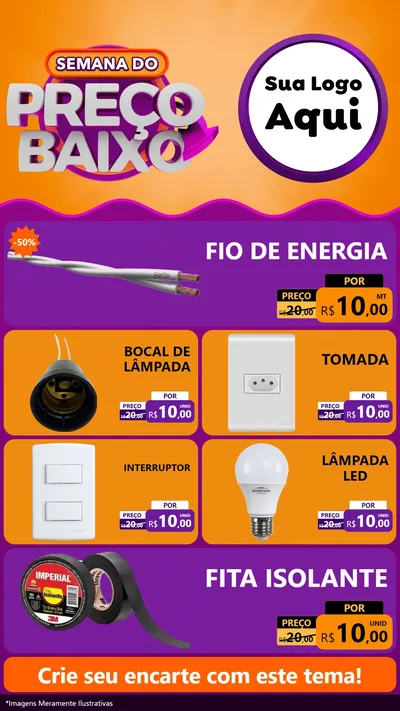 Modelo de TV para TV Vertical com o tema Semana do Preço Baixo para Materiais Elétricos