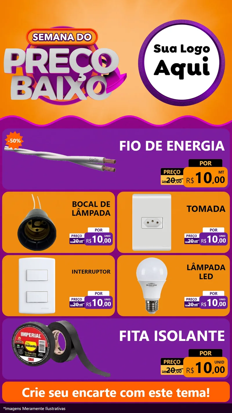 Modelo de TV para TV Vertical com o tema Semana do Preço Baixo para Materiais Elétricos