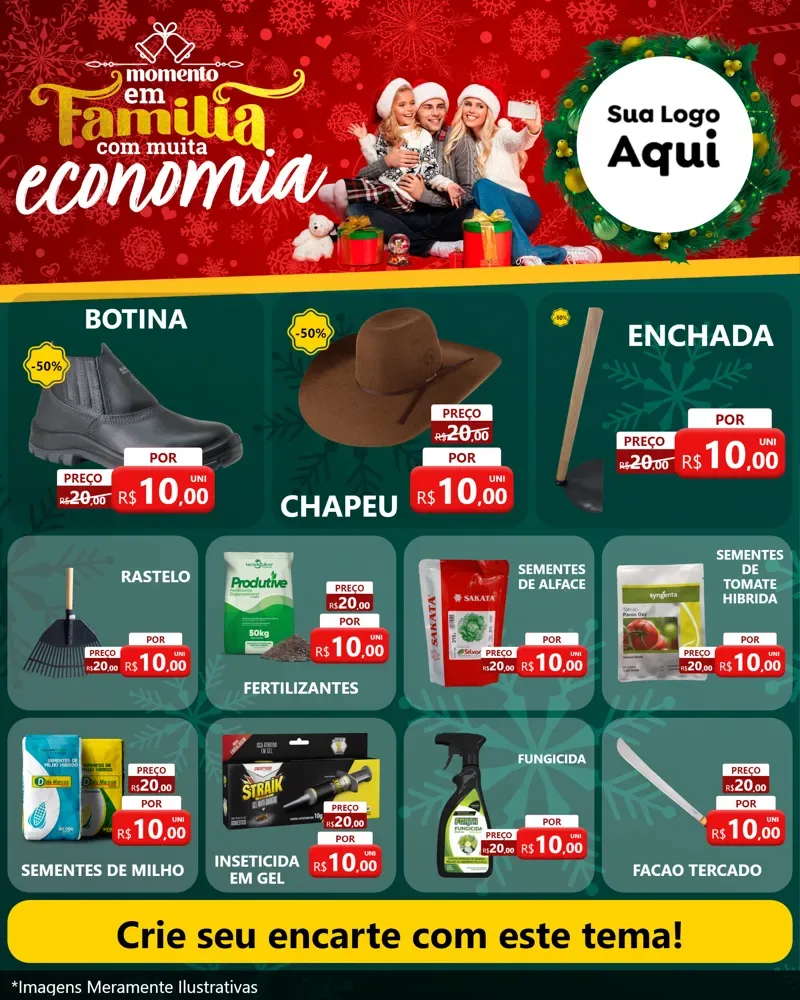 Modelo de Rede Social para Feed Instagram com o tema Momento em Família (Natal) para Agropecuária