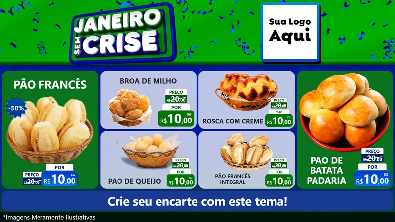 Modelo de TV para TV Horizontal com o tema Janeiro Sem Crise para Padaria