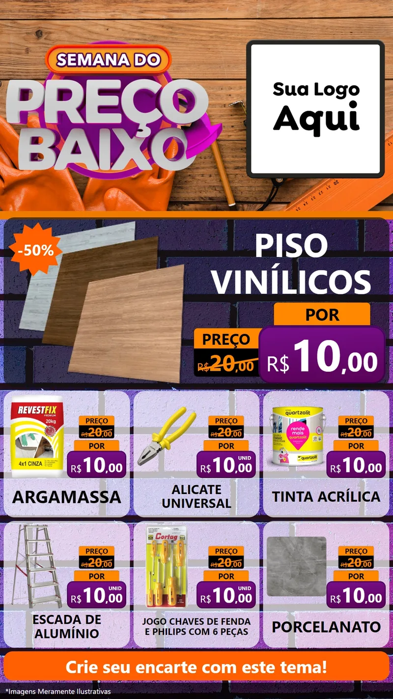 Modelo de Rede Social para Stories com o tema Semana do Preço Baixo - Construção para Material para Construção