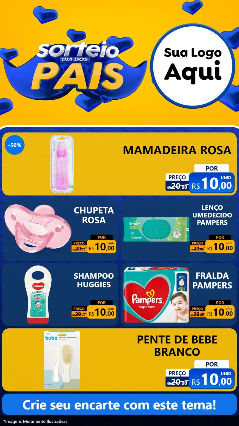 Modelo de TV para TV Vertical com o tema Sorteio Dia dos Pais para Bebês