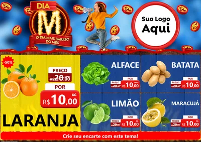 Modelo de Encarte para Encarte A4 Horizontal com o tema Dia M - O Dia Mais Barato Do Mês para Hortifrúti