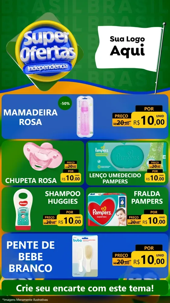 Modelo de TV para TV Vertical com o tema Super Ofertas de Independência para Bebês