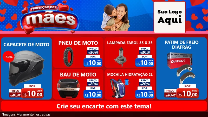 Modelo de TV para TV Horizontal com o tema Promoção das Mães para Moto peças