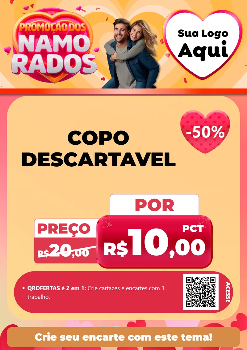 Modelo de Cartaz para Cartaz A4 Vertical com o tema Promoção dos Namorados para Embalagens