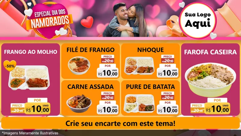 Modelo de TV para TV Horizontal com o tema Especial Dia dos Namorados para Restaurante