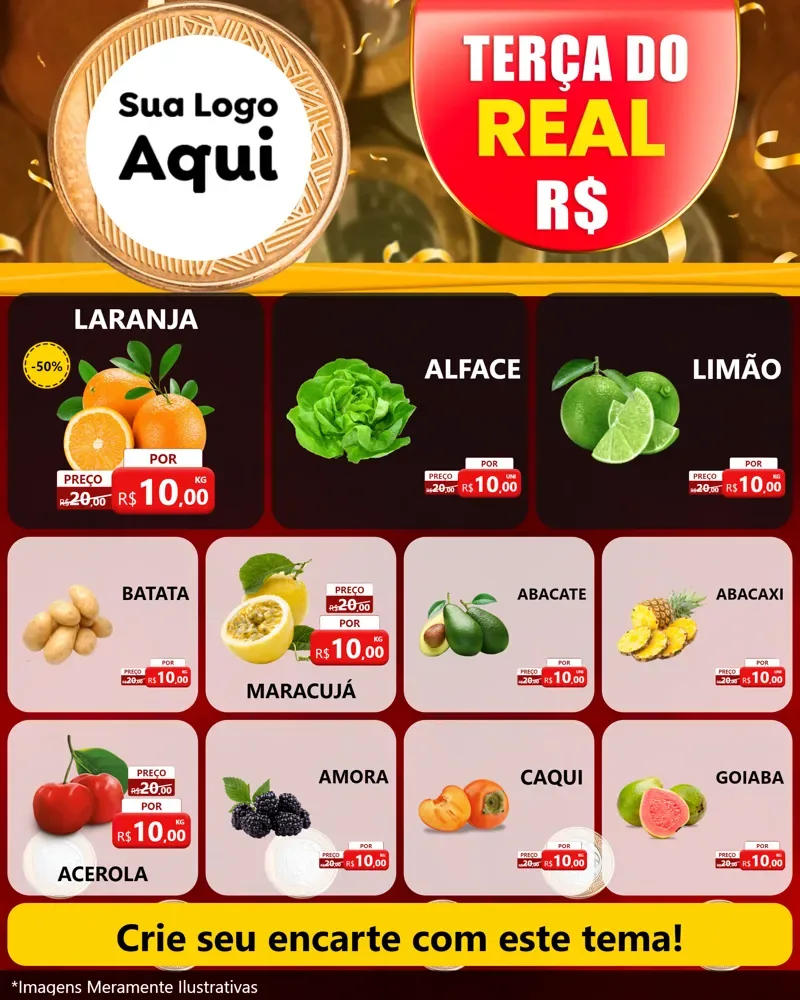 Modelo de Rede Social para Feed Instagram com o tema Terça do Real para Hortifrúti