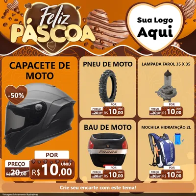 Modelo de Rede Social para Feed Facebook com o tema Feliz Páscoa para Moto peças