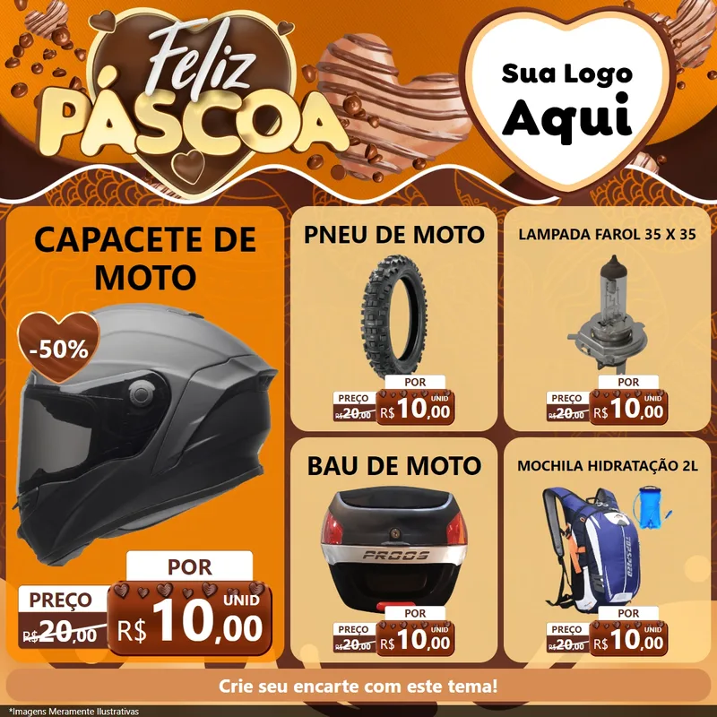 Modelo de Rede Social para Feed Facebook com o tema Feliz Páscoa para Moto peças