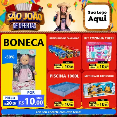Modelo de Rede Social para Feed Facebook com o tema São João de Ofertas para Brinquedos