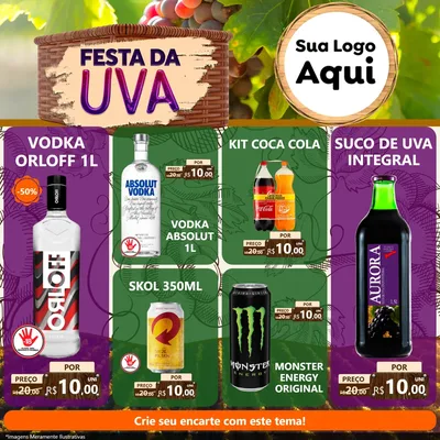 Modelo de Rede Social para Feed Facebook com o tema Festa da Uva para Distribuidora de bebidas