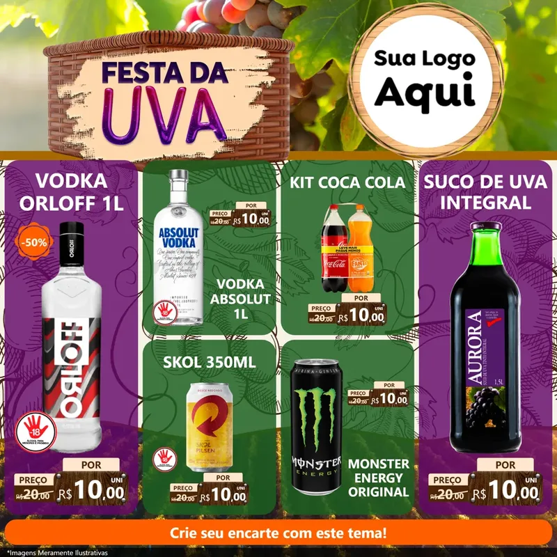 Modelo de Rede Social para Feed Facebook com o tema Festa da Uva para Distribuidora de bebidas