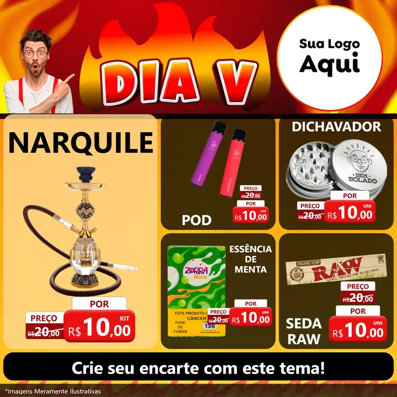 Modelo de Rede Social para Feed Facebook com o tema Dia V para Tabacaria