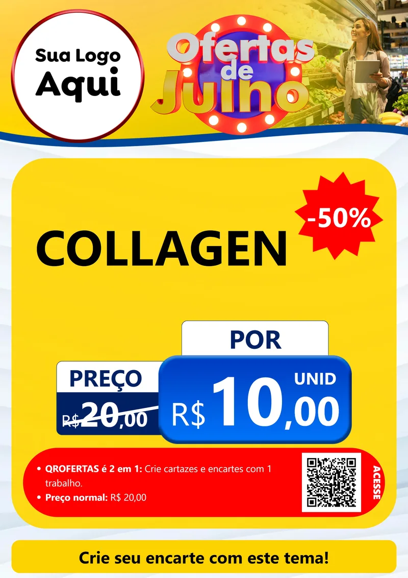 Modelo de Cartaz para Cartaz A4 Vertical com o tema Ofertas de Julho para Suplementos alimentares