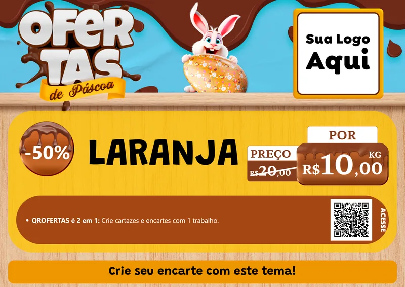 Modelo de Cartaz para Cartaz A4 Horizontal com o tema Ofertas de Páscoa para Hortifrúti