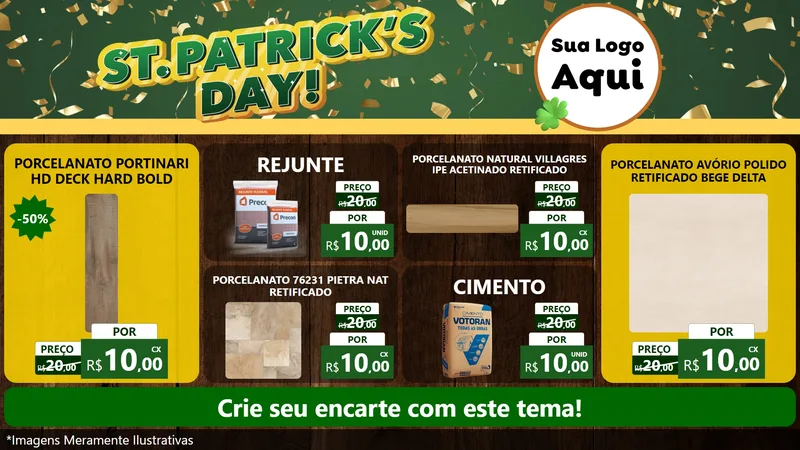 Modelo de TV para TV Horizontal com o tema St Patriks Day para Pisos e revestimentos