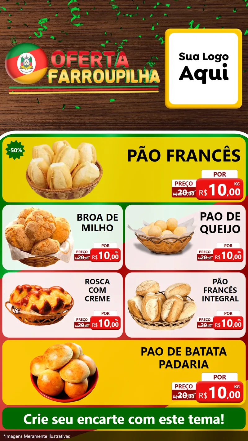 Modelo de TV para TV Vertical com o tema Oferta Farroupilha para Padaria
