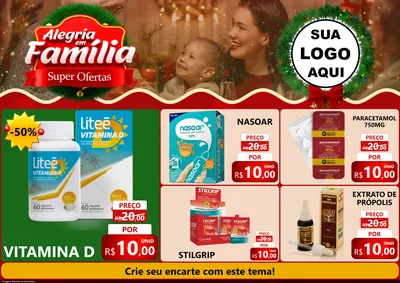 Modelo de Encarte para Encarte A4 Horizontal com o tema Alegria Em Família - Super Ofertas para Farmácia