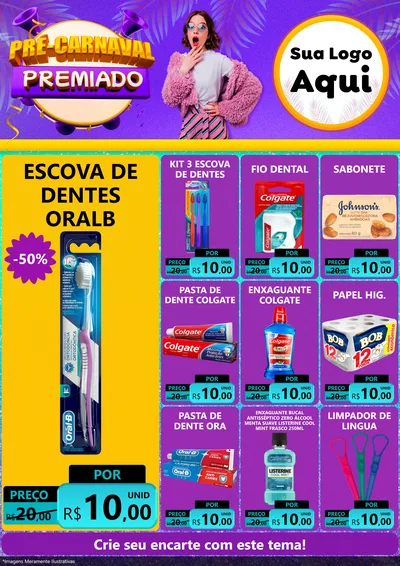 Modelo de Encarte para Encarte A4 Vertical com o tema Pré-Carnaval Premiado para Higiene Pessoal