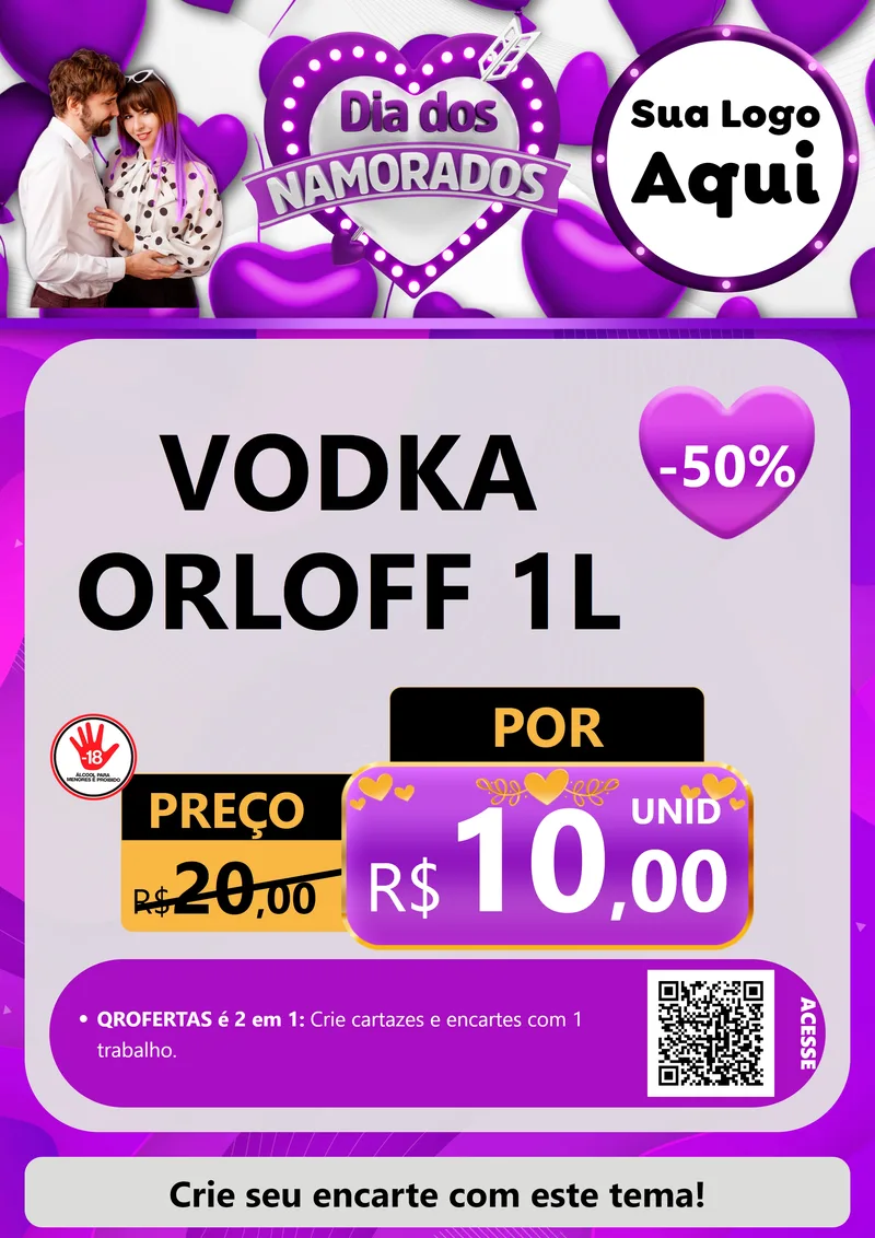 Modelo de Cartaz para Cartaz A4 Vertical com o tema Dia dos Namorados para Distribuidora de bebidas