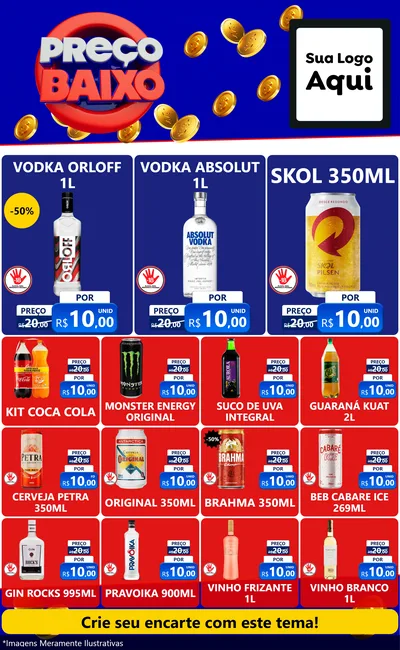 Modelo de Encarte para Encarte Grande com o tema Preço Baixo para Distribuidora de bebidas