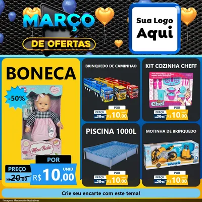 Modelo de Rede Social para Feed Facebook com o tema Março de Ofertas para Brinquedos