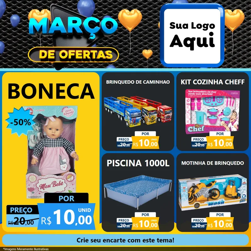 Modelo de Rede Social para Feed Facebook com o tema Março de Ofertas para Brinquedos