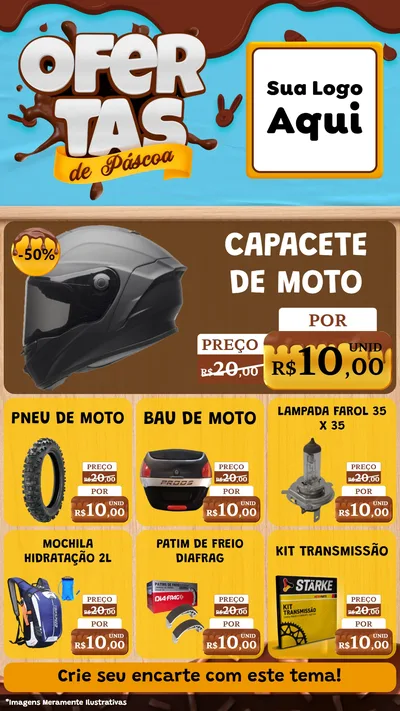 Modelo de Rede Social para Stories com o tema Ofertas de Páscoa para Moto peças