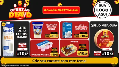 Modelo de TV para TV Horizontal com o tema Ofertas Dia D para Frios e Laticínios