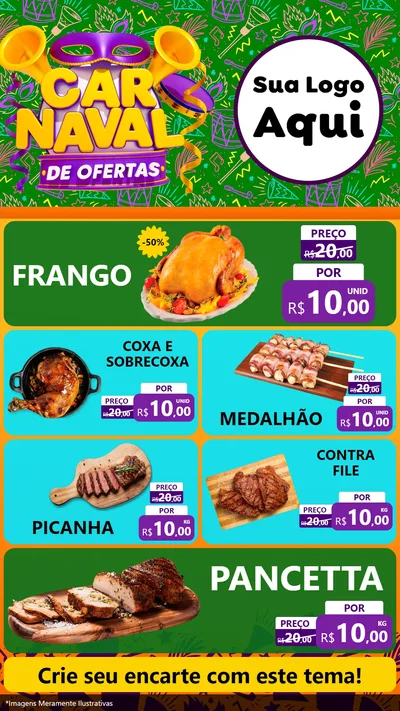Modelo de TV para TV Vertical com o tema Carnaval de Ofertas para Assados