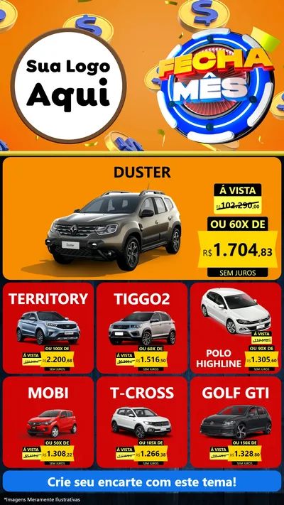 Modelo de Rede Social para Stories com o tema Fecha Mês para Concessionaria de Carros