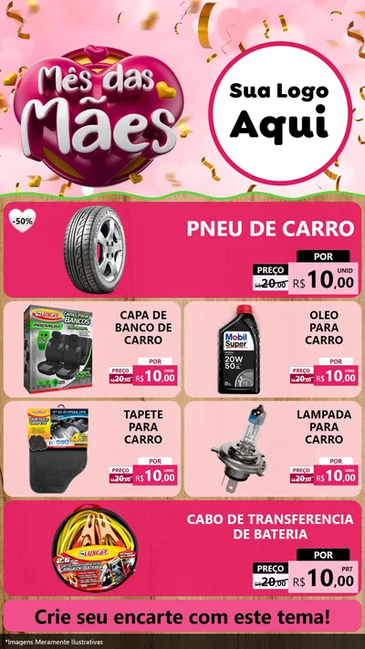 Modelo de TV para TV Vertical com o tema Mês das Mães para Auto peças