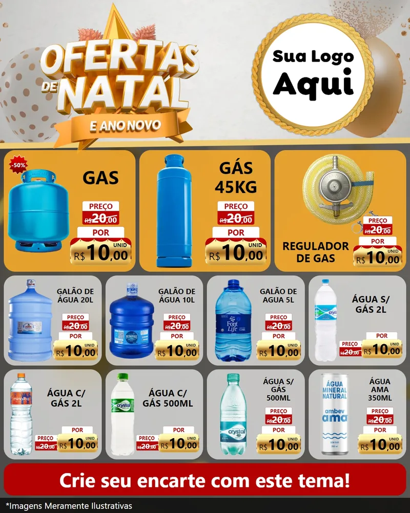 Modelo de Rede Social para Feed Instagram com o tema Ofertas De Natal E Ano Novo para Água e gás