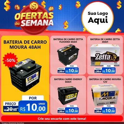 Modelo de Rede Social para Feed Facebook com o tema Ofertas Da Semana para Baterias Elétricas