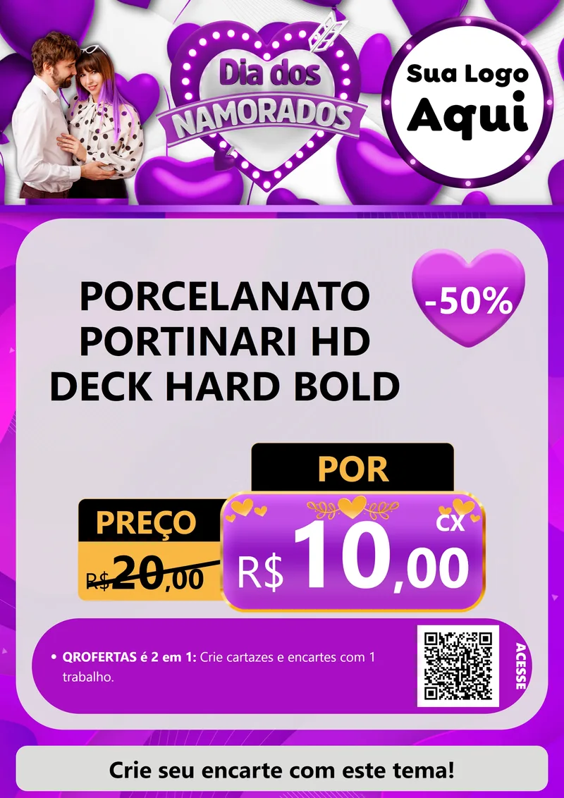 Modelo de Cartaz para Cartaz A4 Vertical com o tema Dia dos Namorados para Pisos e revestimentos