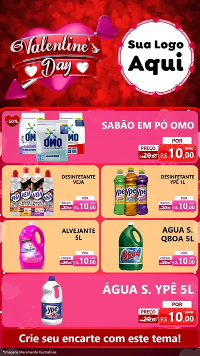 Modelo de TV para TV Vertical com o tema Valentine's Day para Produtos de Limpeza