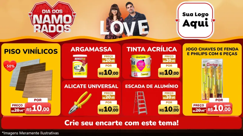 Modelo de TV para TV Horizontal com o tema Dia dos Namorados para Material para Construção