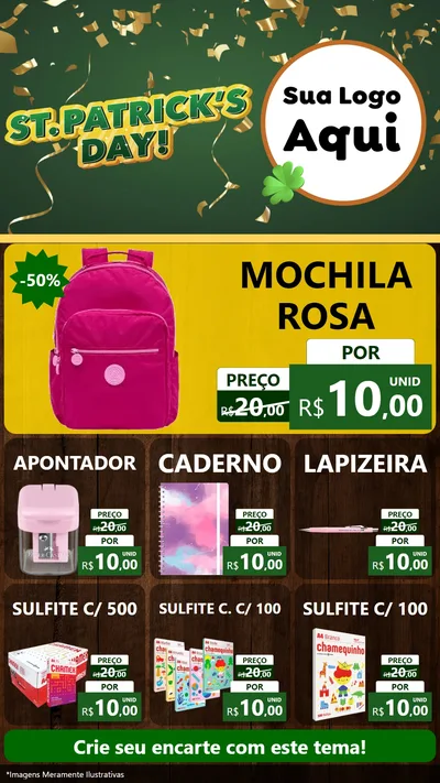 Modelo de Rede Social para Stories com o tema St Patriks Day para Papelaria