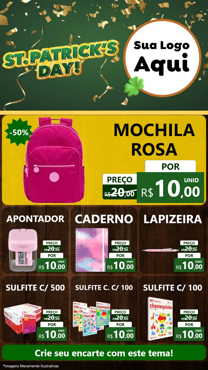 Modelo de Rede Social para Stories com o tema St Patriks Day para Papelaria