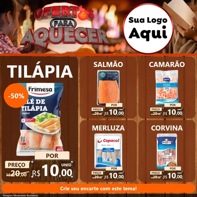 Modelo de Rede Social para Feed Facebook com o tema Ofertas Para Aquecer para Peixaria