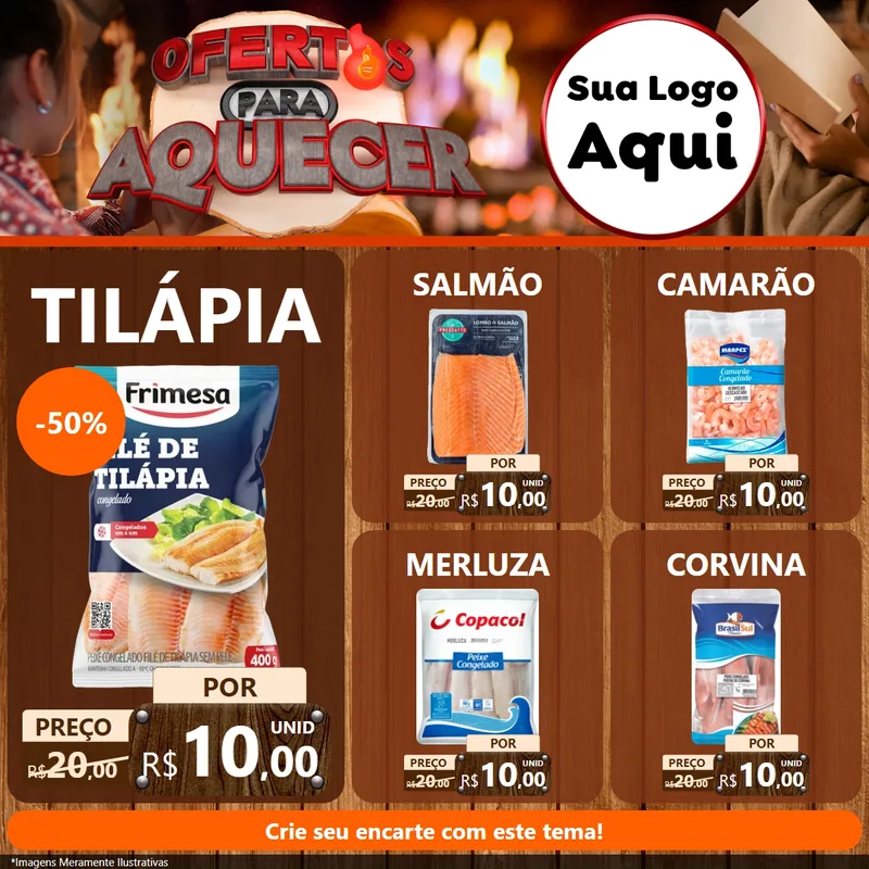 Modelo de Rede Social para Feed Facebook com o tema Ofertas Para Aquecer para Peixaria
