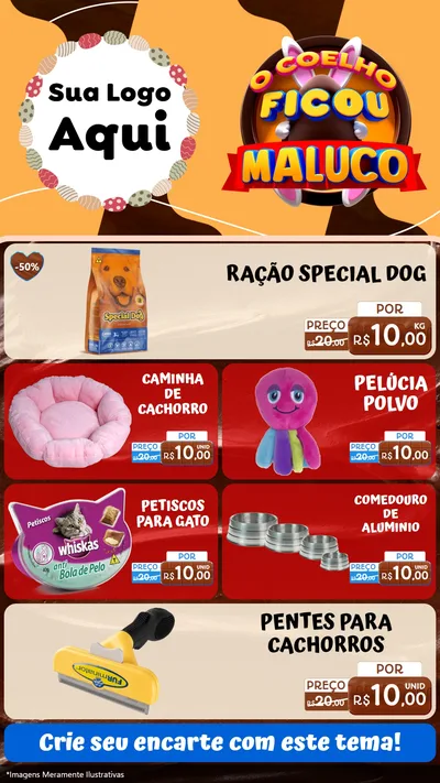 Modelo de TV para TV Vertical com o tema O Coelho Ficou Maluco - Páscoa para Pet Shop