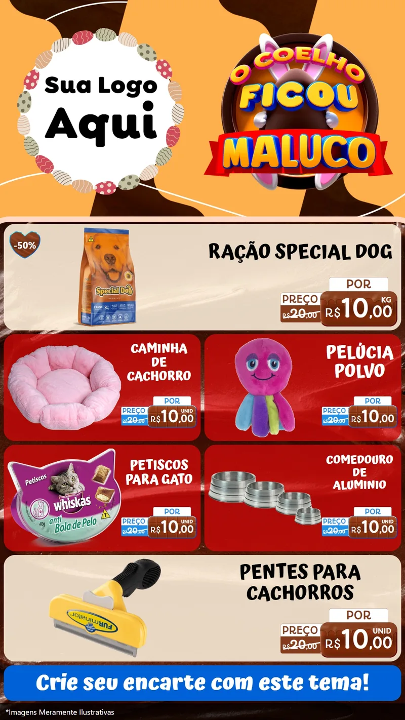 Modelo de TV para TV Vertical com o tema O Coelho Ficou Maluco - Páscoa para Pet Shop