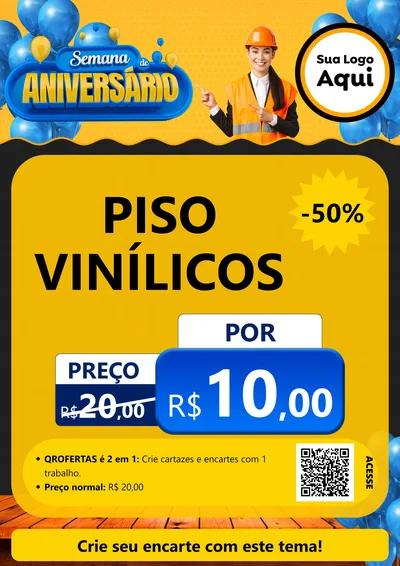 Modelo de Cartaz para Cartaz A4 Vertical com o tema Semana de Aniversário para Material para Construção